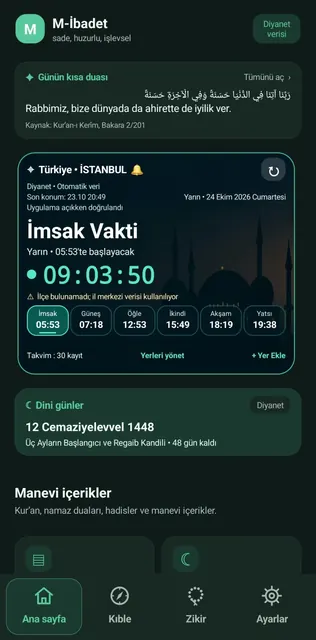 M-İbadet v179 Samsung gerçek ana ekran görüntüsü